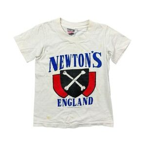 Vintage 90s Newton's England T Shirt Youth XS White Single Stitch Made In USA